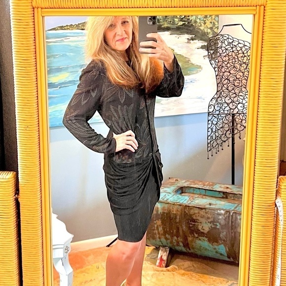 Vtg. Frances La Vie,Draped at the Hips, Gorgeous Printed Bodice, Cocktail Dress - Picture 2 of 11